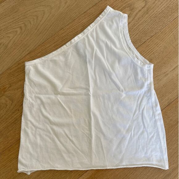 Tate Jones - One Shoulder Tee in White - Picture 1 of 3